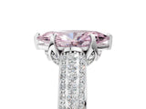 White gold Fancy Pink Marquise Cut Diamond Solitaire Ring with Three-Row Pavé Band and Four-Prong Setting_54