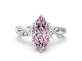 White gold Fancy Pink Marquise Cut Diamond Solitaire Ring with Twisted Band and Prong Setting_248