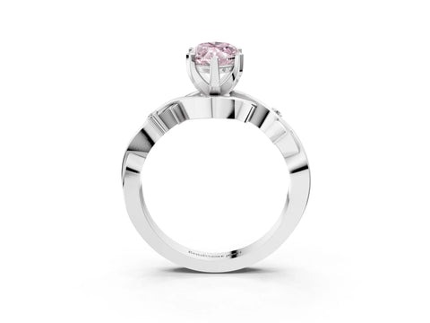 White gold Fancy Pink Marquise Cut Diamond Solitaire Ring with Twisted Band and Prong Setting_251