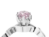 White gold Fancy Pink Marquise Cut Diamond Solitaire Ring with Twisted Band and Prong Setting_252
