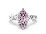 White gold Fancy Pink Marquise Cut Diamond Solitaire Ring with Twisted Band and Prong Setting_253