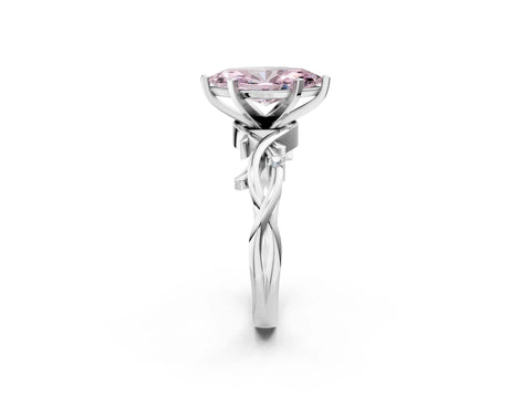 White gold Fancy Pink Marquise Cut Diamond Solitaire Ring with Twisted Band and Prong Setting_256