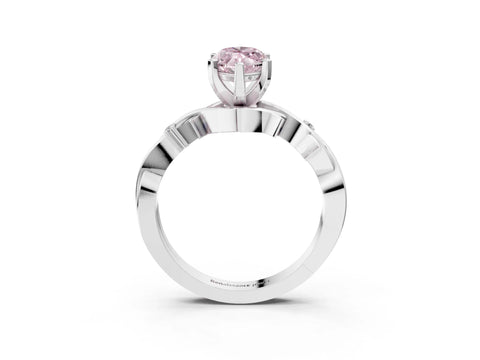 White gold Fancy Pink Marquise Cut Diamond Solitaire Ring with Twisted Band and Prong Setting_262