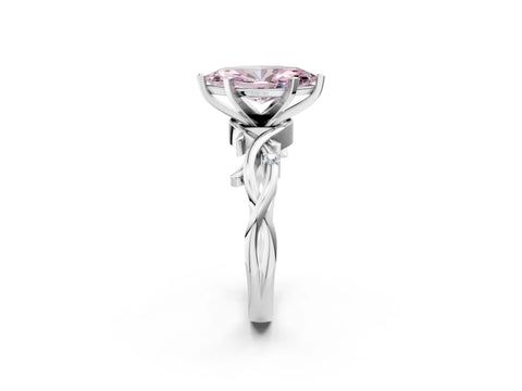 White gold Fancy Pink Marquise Cut Diamond Solitaire Ring with Twisted Band and Prong Setting_267