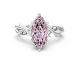 White gold Fancy Pink Marquise Cut Diamond Solitaire Ring with Twisted Band and Prong Setting_272