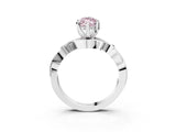 White gold Fancy Pink Marquise Cut Diamond Solitaire Ring with Twisted Band and Prong Setting_274