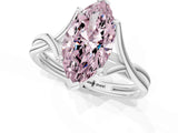 White gold Fancy Pink Marquise Cut Diamond Solitaire Twist Band Prong Setting Ring_80