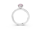 White gold Fancy Pink Marquise  Cut Diamond Solitaire with Pave Band and Four-Prong Setting 4