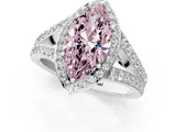 White gold Fancy Pink Marquise Cut Diamond Split Shank Halo Ring with Four-Prong Setting_103