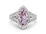 White gold Fancy Pink Marquise Cut Diamond Split Shank Halo Ring with Four-Prong Setting_106