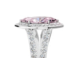 White gold Fancy Pink Marquise Cut Diamond Split Shank Halo Ring with Four-Prong Setting_86