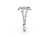 White gold Fancy Pink Marquise Cut Diamond Split Shank Halo Ring with Four-Prong Setting_92