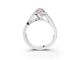 White gold Fancy Pink Marquise Cut Diamond Split Shank Halo Ring with Four-Prong Setting_93
