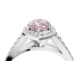 White gold Fancy Pink Marquise Cut Diamond Split Shank Halo Ring with Four-Prong Setting_94