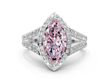 White gold Fancy Pink Marquise Cut Diamond Split Shank Halo Ring with Four-Prong Setting_94