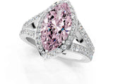 White gold Fancy Pink Marquise Cut Diamond Split Shank Halo Ring with Four-Prong Setting_95