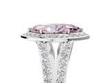 White gold Fancy Pink Marquise Cut Diamond Split Shank Halo Ring with Four-Prong Setting_99