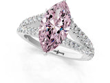 White gold Fancy Pink Marquise Cut Diamond Split Shank Pavé Engagement Ring with Four-Prong Setting_90