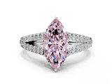 White gold Fancy Pink Marquise Cut Diamond Split Shank Pavé Engagement Ring with Four-Prong Setting_93