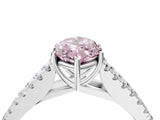 White gold Fancy Pink Marquise Cut Diamond Split Shank Pavé Engagement Ring with Four-Prong Setting_97