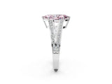 White gold Fancy Pink Marquise Cut Diamond Split Shank Ring with Pavé Band and Four-Prong Setting_77