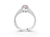 White gold Fancy Pink Marquise Cut Diamond Split Shank Ring with Pavé Band and Four-Prong Setting_78