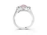 White gold Fancy Pink Marquise Cut Diamond Three-Stone Engagement Ring with Prong Setting and Pavé Band_3