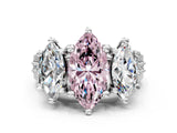 White gold Fancy Pink Marquise Cut Diamond Three-Stone Ring with Channel Set Band and Four-Prong Setting_78