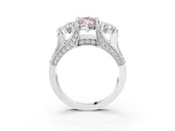 White gold Fancy Pink Marquise Cut Diamond Three-Stone Ring with Channel Set Band and Four-Prong Setting_81
