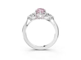 White gold Fancy Pink Marquise Cut Diamond Three-Stone Ring with Pear  Side Stones and Prong Setting_110
