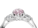 White gold Fancy Pink Marquise Cut Diamond Three-Stone Ring with Pear  Side Stones and Prong Setting_112