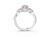 White gold Fancy Pink Marquise Cut Diamond Three-Stone Ring with Pear  Side Stones and Prong Setting_117