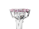 White gold Fancy Pink Marquise Cut Diamond Three-Stone Ring with Prong Setting and Classic Band_116