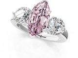 White gold Fancy Pink Marquise Cut Diamond Three-Stone Ring with Prong Setting and Classic Band_122