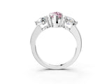 White gold Fancy Pink Marquise Cut Diamond Three-Stone Ring with Prong Setting and Classic Band_126