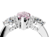 White gold Fancy Pink Marquise Cut Diamond Three-Stone Ring with Prong Setting and Classic Band_127