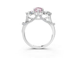 White gold Fancy Pink Marquise Cut Diamond Three-Stone Ring with Prong Setting and Pavé Band_3