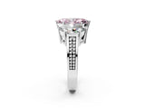 White gold Fancy Pink Marquise Cut Diamond Three-Stone Ring with Prong Setting and Textured Band_14