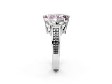 White gold Fancy Pink Marquise Cut Diamond Three-Stone Ring with Prong Setting and Textured Band_38