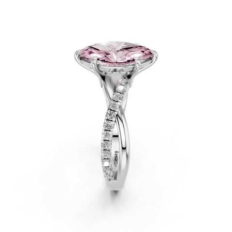 White gold Fancy Pink Marquise  Cut Diamond Twist Band Solitaire with Prong Setting_4