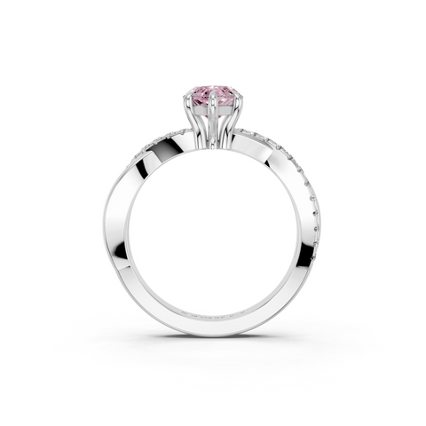 White gold Fancy Pink Marquise  Cut Diamond Twist Band Solitaire with Prong Setting_5