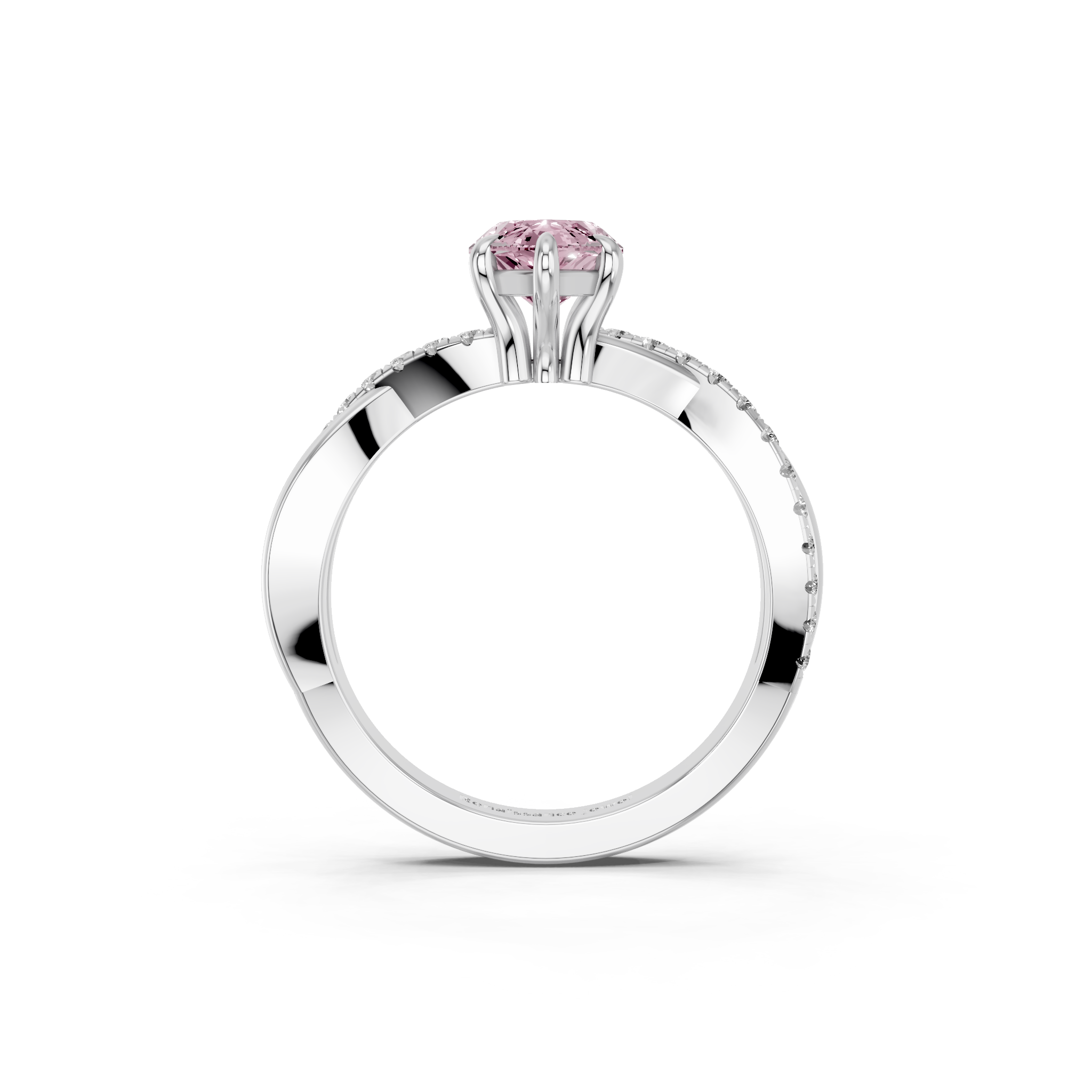 White gold Fancy Pink Marquise  Cut Diamond Twist Band Solitaire with Prong Setting_5
