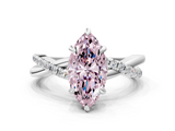 White gold Fancy Pink Marquise  Cut Diamond Twist Band Solitaire with Prong Setting_77