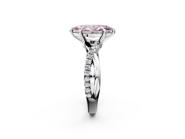 White gold Fancy Pink Marquise  Cut Diamond Twist Band Solitaire with Prong Setting