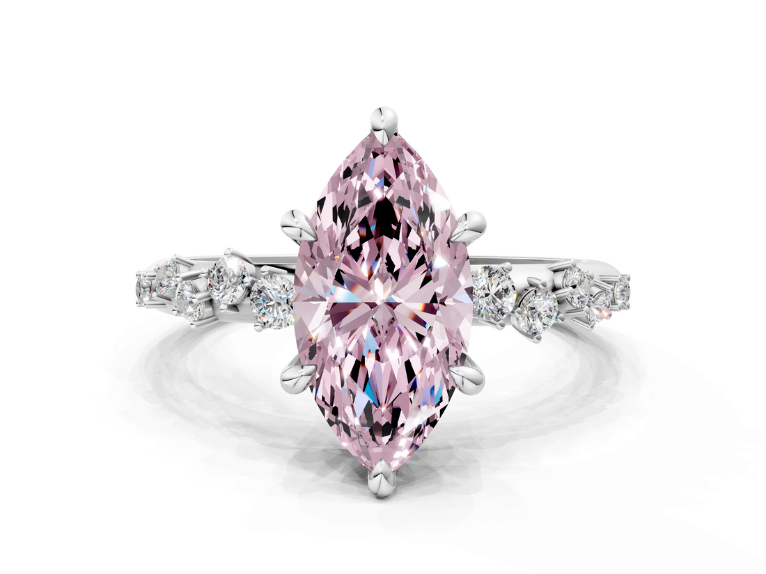 White gold Fancy Pink Marquise  Cut Diamond Vine Band with Four-Prong Setting_53