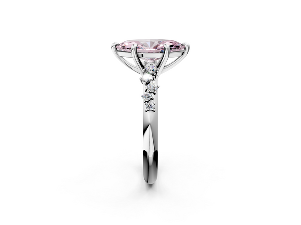 White gold Fancy Pink Marquise  Cut Diamond Vine Band with Four-Prong Setting