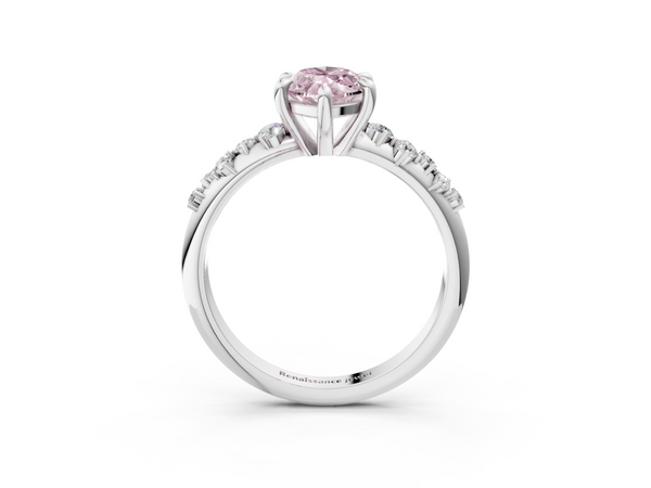 White gold Fancy Pink Marquise  Cut Diamond Vine Band with Four-Prong Setting