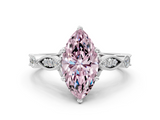 White gold Fancy Pink Marquise  Cut Diamond with Milgrain Marquise and Bezel Accents on a Solitaire Band with Prong Setting_213