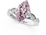 White gold Fancy Pink Marquise  Cut Diamond with Milgrain Marquise and Bezel Accents on a Solitaire Band with Prong Setting_215