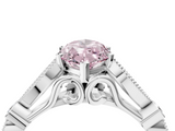 White gold Fancy Pink Marquise  Cut Diamond with Milgrain Marquise and Bezel Accents on a Solitaire Band with Prong Setting_218
